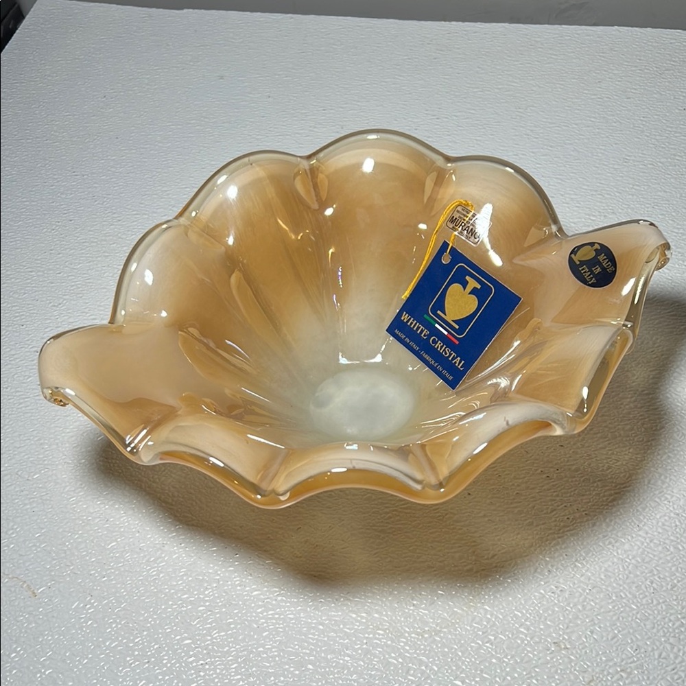 Viking Murano Shades of Cream Glass Art Piece Handmade In Italy NEW w/Stickers